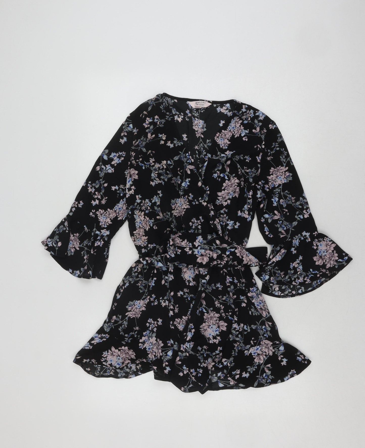 Miss Selfridge Women's Black Petite Floral Playsuit