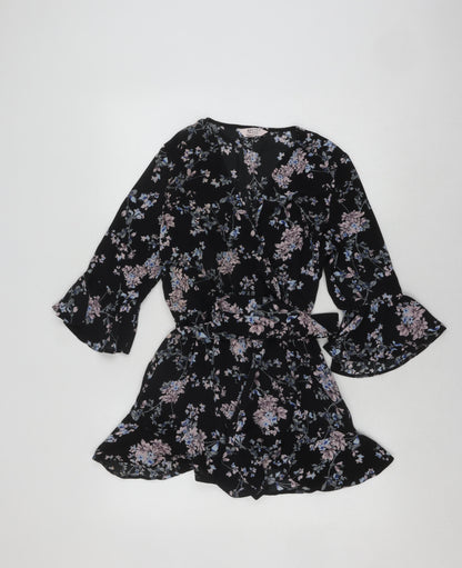 Miss Selfridge Women's Black Petite Floral Playsuit