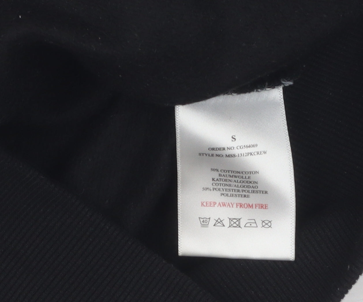 Mens UK Size S Brave Soul Black Pullover Sweatshirt