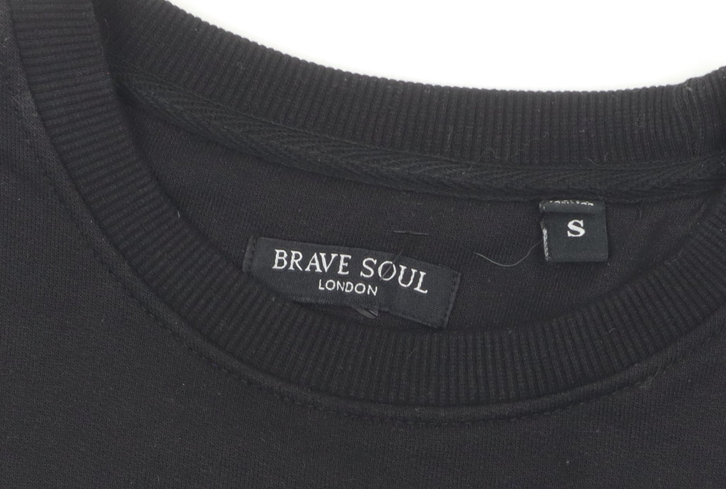 Mens UK Size S Brave Soul Black Pullover Sweatshirt
