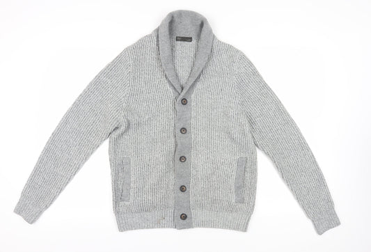 Marks and Spencer Grey Men's Cardigan Medium Collared