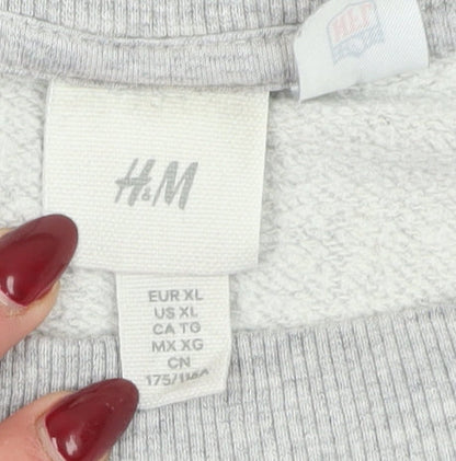 H&M Grey Sports Logo Sweatshirt L Unisex
