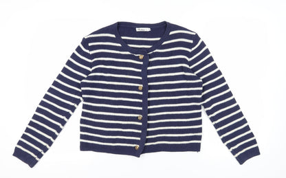 Misskoo Women's Blue Striped Cardigan M