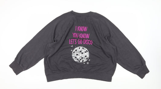 H&M Unisex Grey Pullover Sweatshirt L Graphic Print