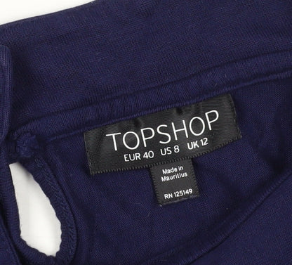 Womens UK Size 12 Topshop Blue Tunic Blouse