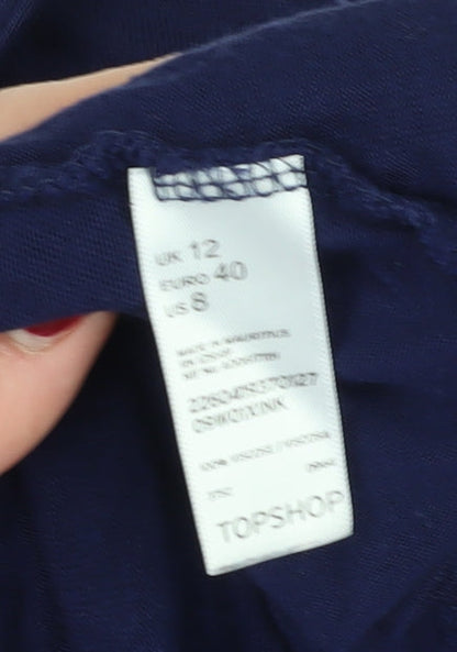 Womens UK Size 12 Topshop Blue Tunic Blouse