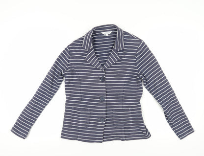 Tulchan Women's Blue Striped Jersey Button-Up Size 10