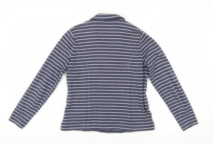 Tulchan Women's Blue Striped Jersey Button-Up Size 10