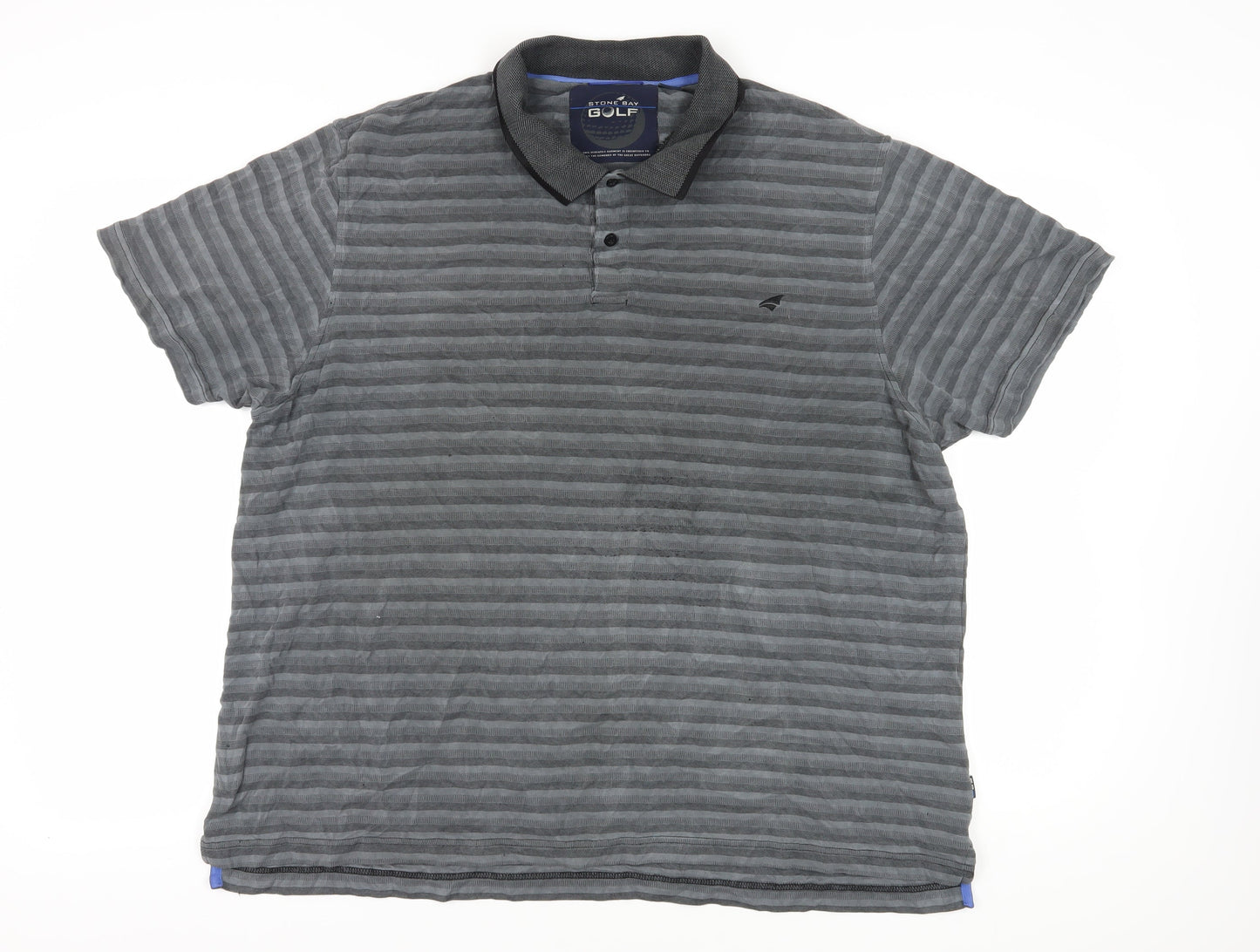 Stone Bay Men's Grey Striped Golf Polo 2XL