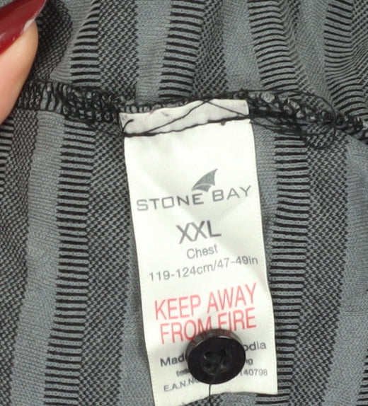Stone Bay Men's Grey Striped Golf Polo 2XL
