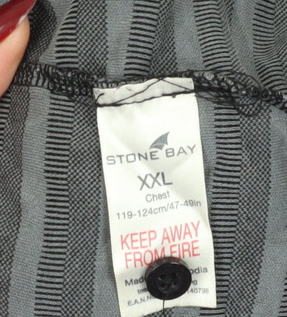 Stone Bay Men's Grey Striped Golf Polo 2XL