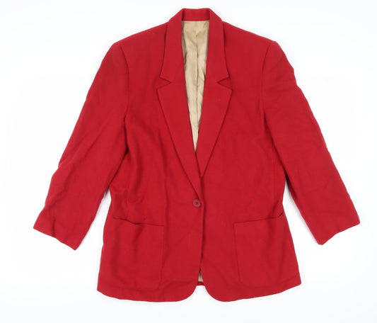 Lands' End Women's Red Blazer Size 12 Notch Lapel
