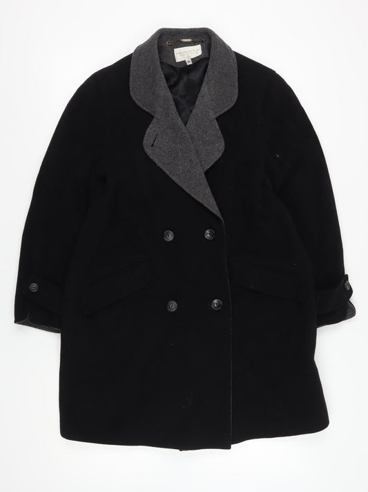 House of Fraser Women's Black Wool Pea Coat Size 12