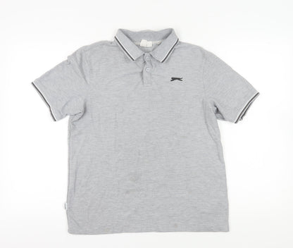 Slazenger Men's Grey Polo, Medium, Short Sleeve