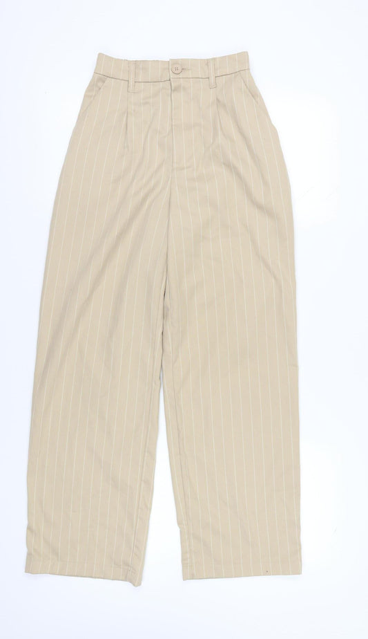 Womens UK Size 8 H&M Regular Fit Straight Beige Trousers