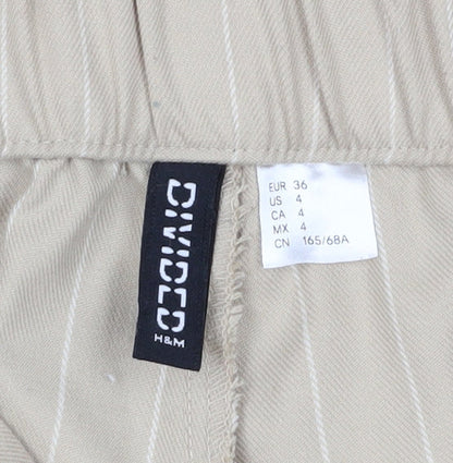 Womens UK Size 8 H&M Regular Fit Straight Beige Trousers