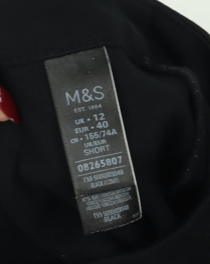 Womens UK Size 12 Marks and Spencer Regular Fit Dress Pants Black Trousers