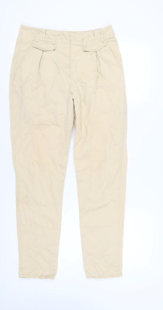 Womens UK Size 12 Topshop Regular Fit Chino Beige Trousers