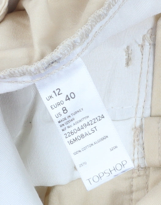 Womens UK Size 12 Topshop Regular Fit Chino Beige Trousers