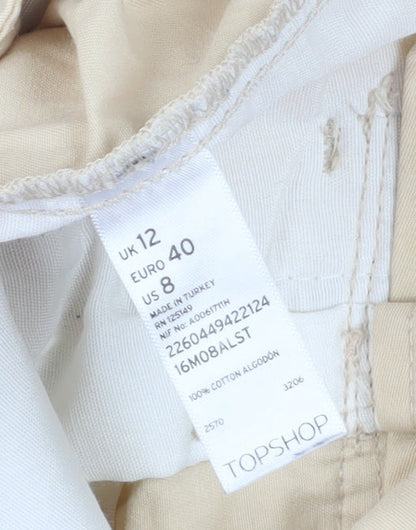 Womens UK Size 12 Topshop Regular Fit Chino Beige Trousers