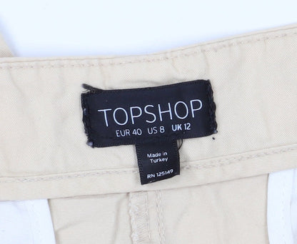 Womens UK Size 12 Topshop Regular Fit Chino Beige Trousers