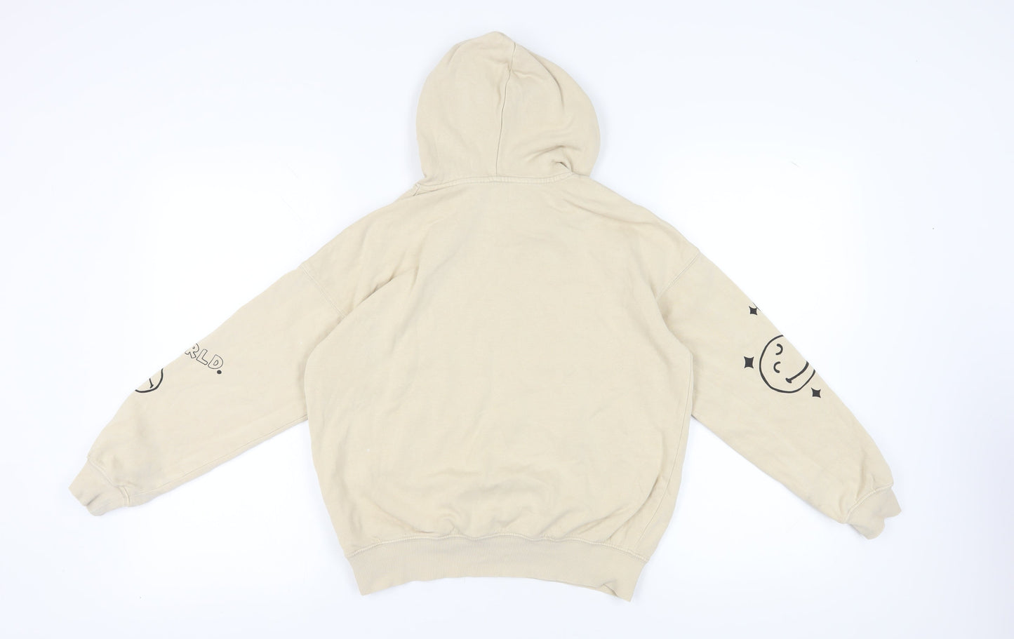 H&M Girls Beige Pullover Hoodie, Graphic Print, 11-12 Years