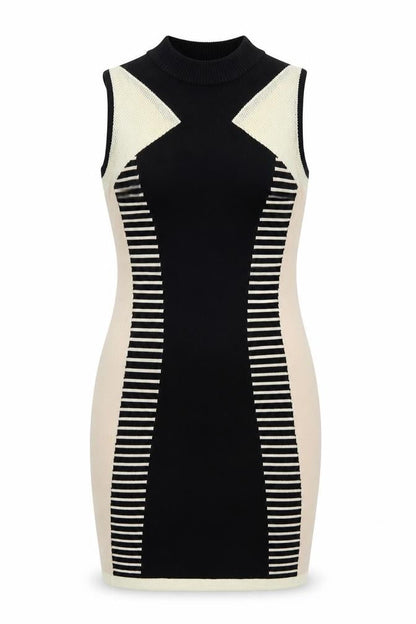 River Island Women's Black Beige Bodycon Dress, Size 12
