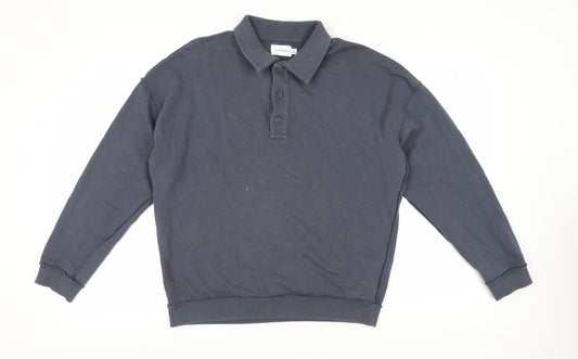 Topman Men's Blue Henley Sweatshirt Size S