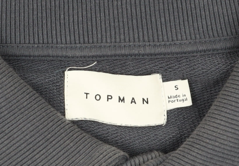 Topman Men's Blue Henley Sweatshirt Size S