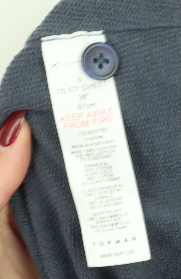 Topman Men's Blue Henley Sweatshirt Size S