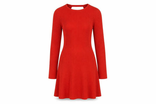 Front view of ASOS DESIGN Women's Red Fit & Flare Dress, size 6