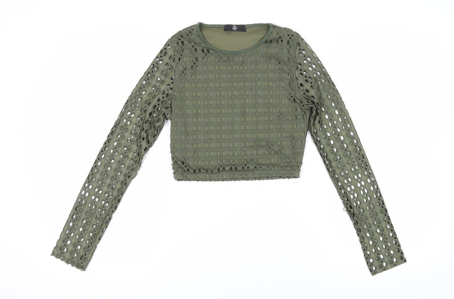 Womens UK Size 8 Missguided Green Cropped Blouse