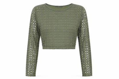 Womens UK Size 8 Missguided Green Cropped Blouse