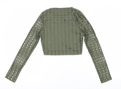Womens UK Size 8 Missguided Green Cropped Blouse