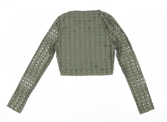 Womens UK Size 8 Missguided Green Cropped Blouse
