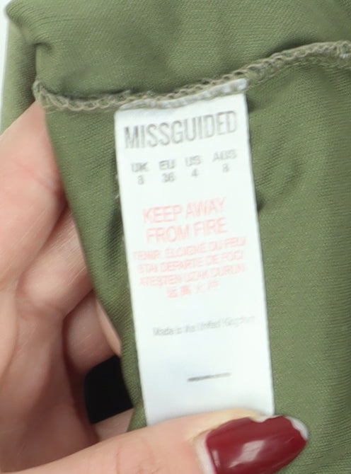 Womens UK Size 8 Missguided Green Cropped Blouse