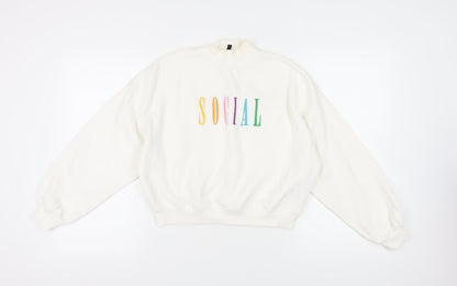 H&M Divided Women's White Pullover Sweatshirt S