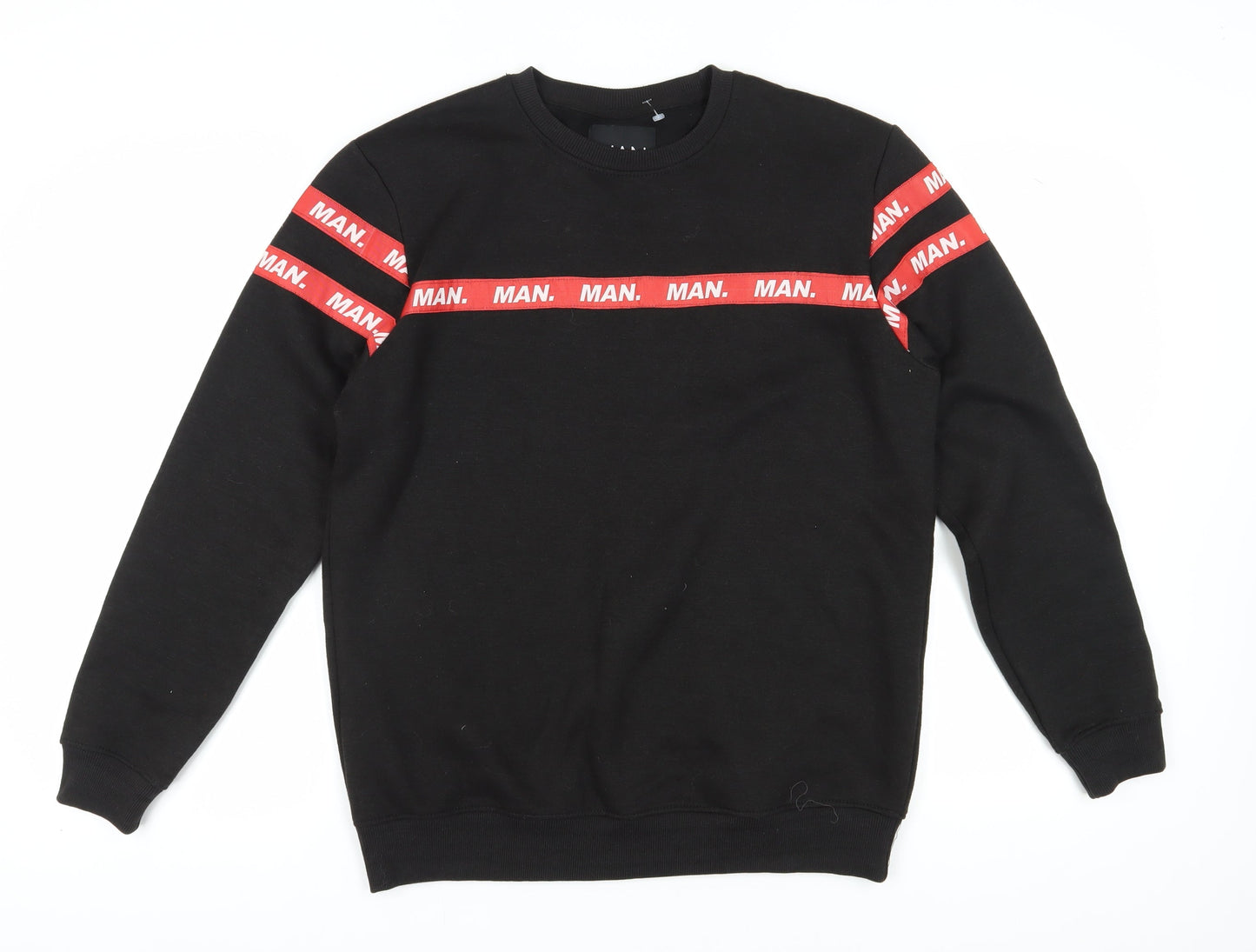 Mens UK Size M boohooMAN Black Pullover Sweatshirt