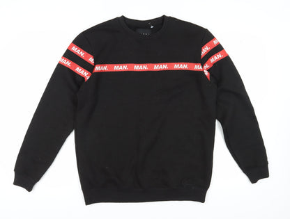 Mens UK Size M boohooMAN Black Pullover Sweatshirt