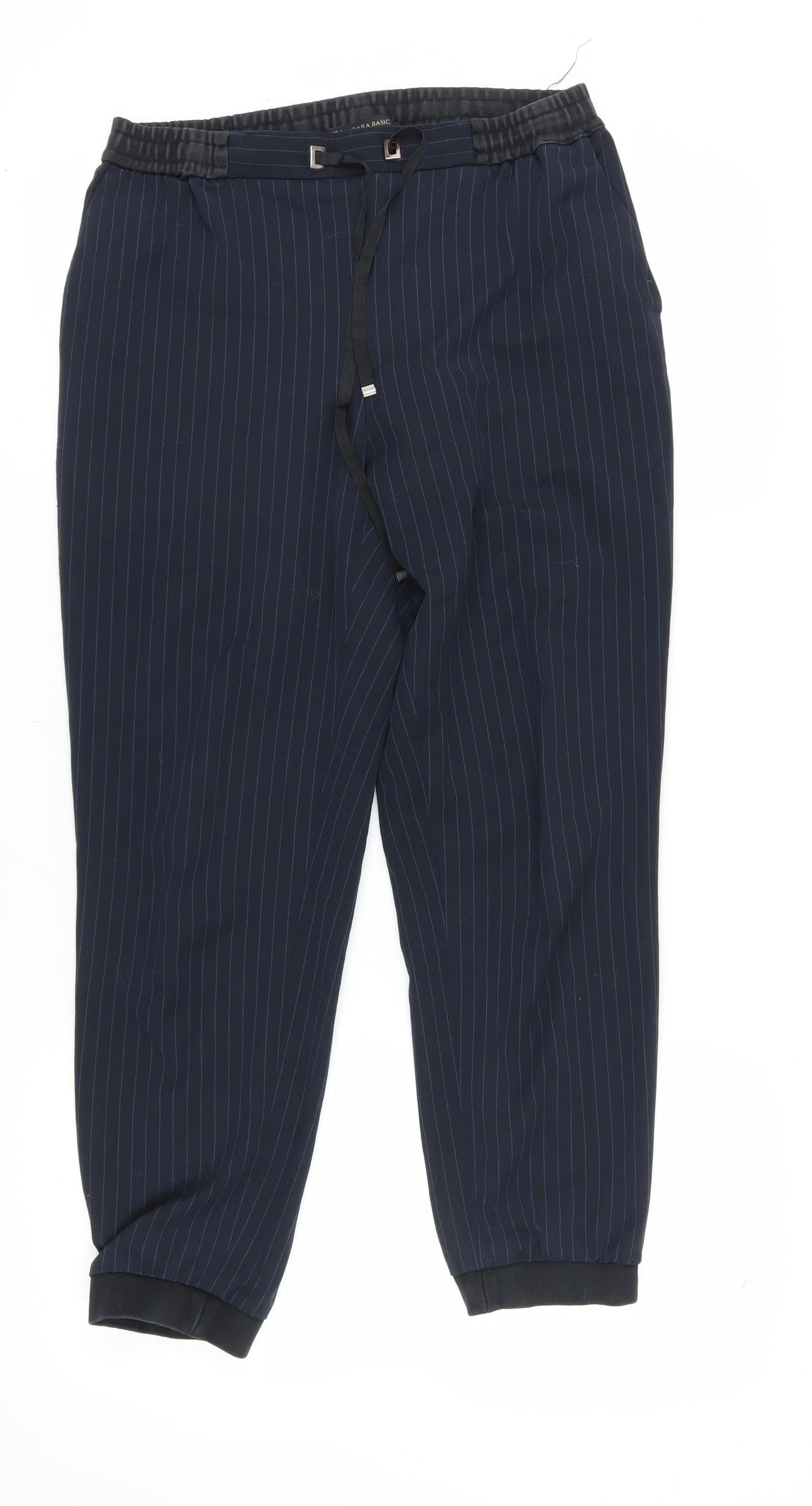 Zara Basic Women's Black Striped Joggers - L