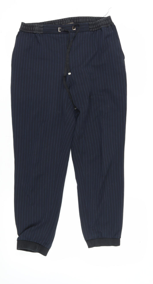 Zara Basic Women's Black Striped Joggers - L