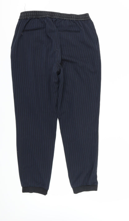 Zara Basic Women's Black Striped Joggers - L