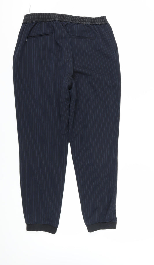 Zara Basic Women's Black Striped Joggers - L