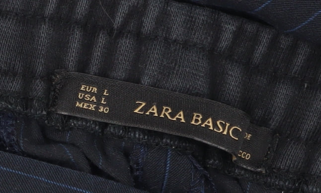 Zara Basic Women's Black Striped Joggers - L