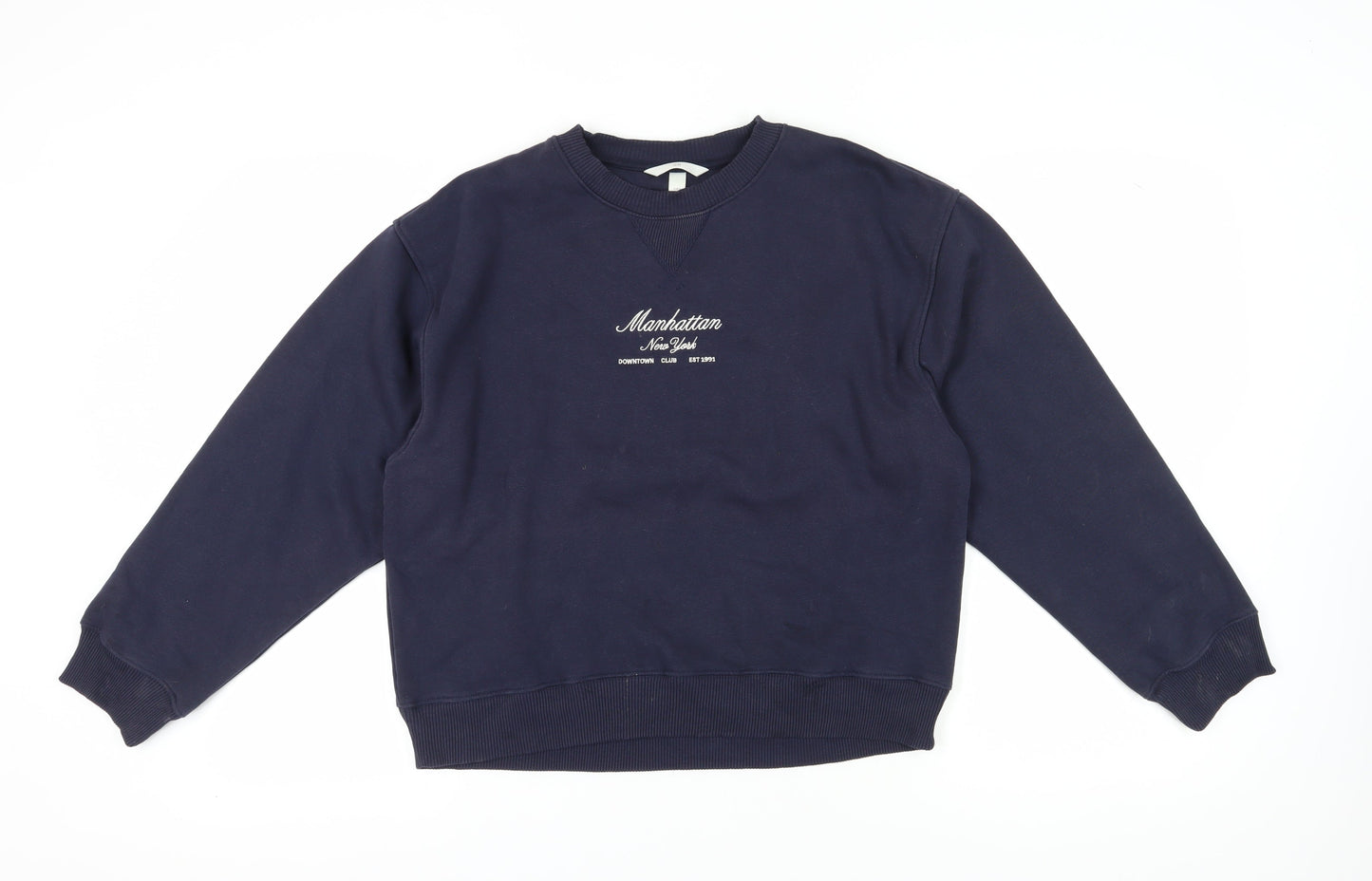 H&M Unisex Blue Logo Pullover Sweatshirt S