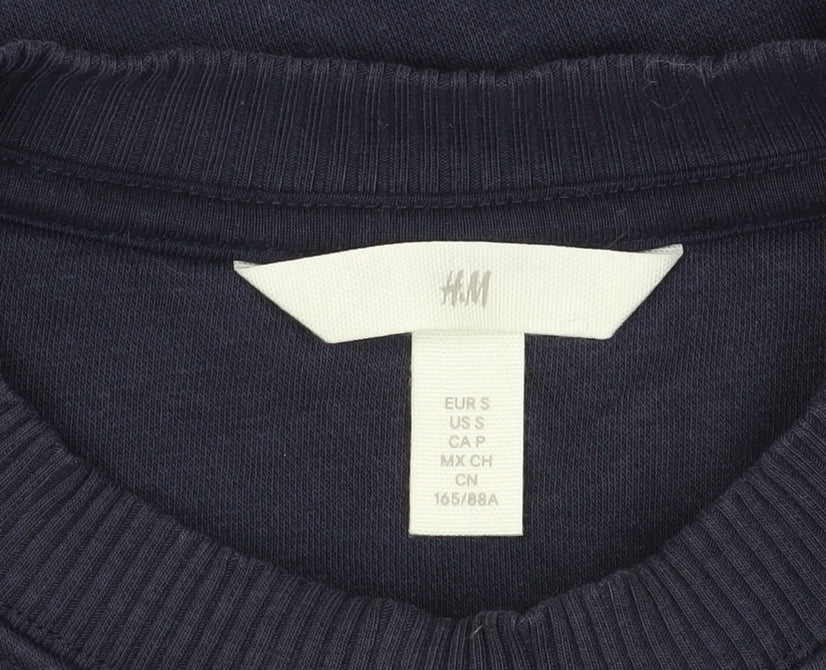 H&M Unisex Blue Logo Pullover Sweatshirt S