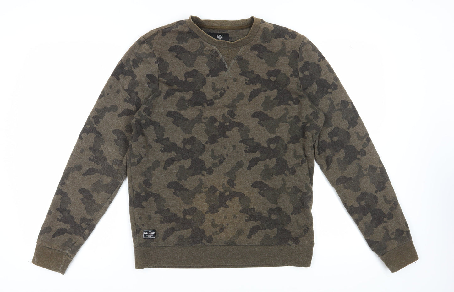 Threadbare Men's Brown Camouflage Pullover Sweatshirt M