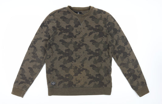 Threadbare Men's Brown Camouflage Pullover Sweatshirt M