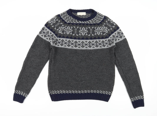 Frederik Anderson Copenhagen Men’s Grey Fair Isle Jumper S