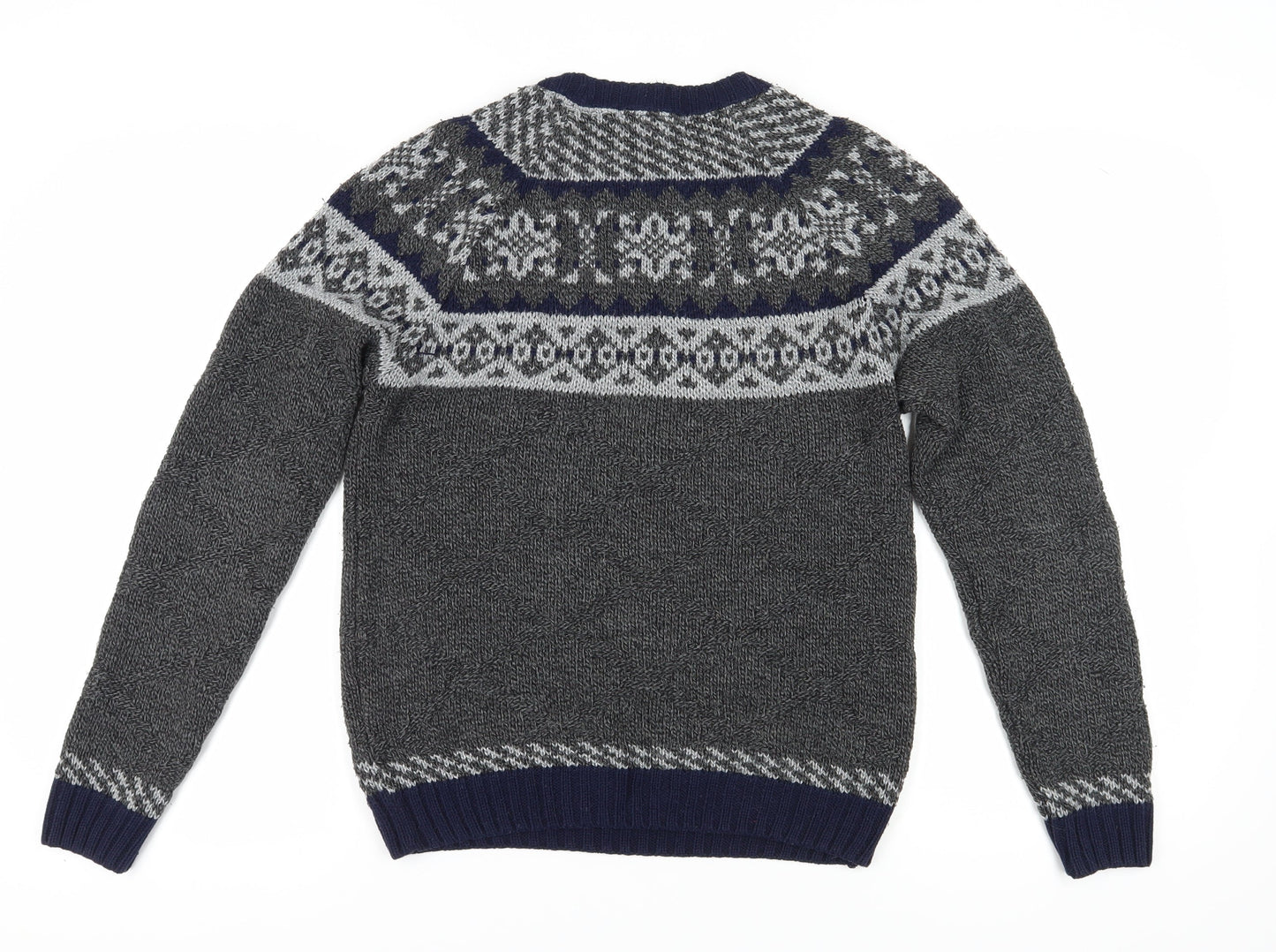 Frederik Anderson Copenhagen Men’s Grey Fair Isle Jumper S